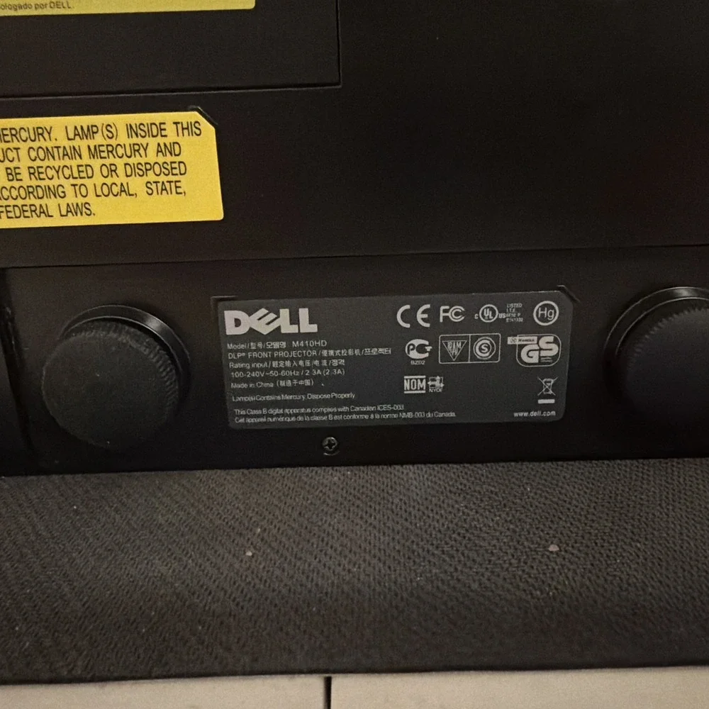 Dell M410HD DLP Projector 2000 Lumens WXGA 1280x800 HDMI Portable Tested